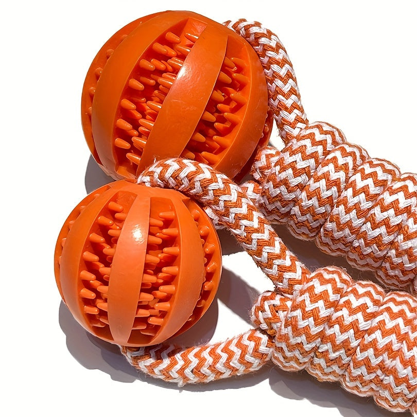 Multi-Functional Pet Toy - Interactive Cotton Rope Molar Teeth Cleaner, Food Dispenser, and Training Play Toy for Puppies and Small Dogs - Durable, Washable, and Fun