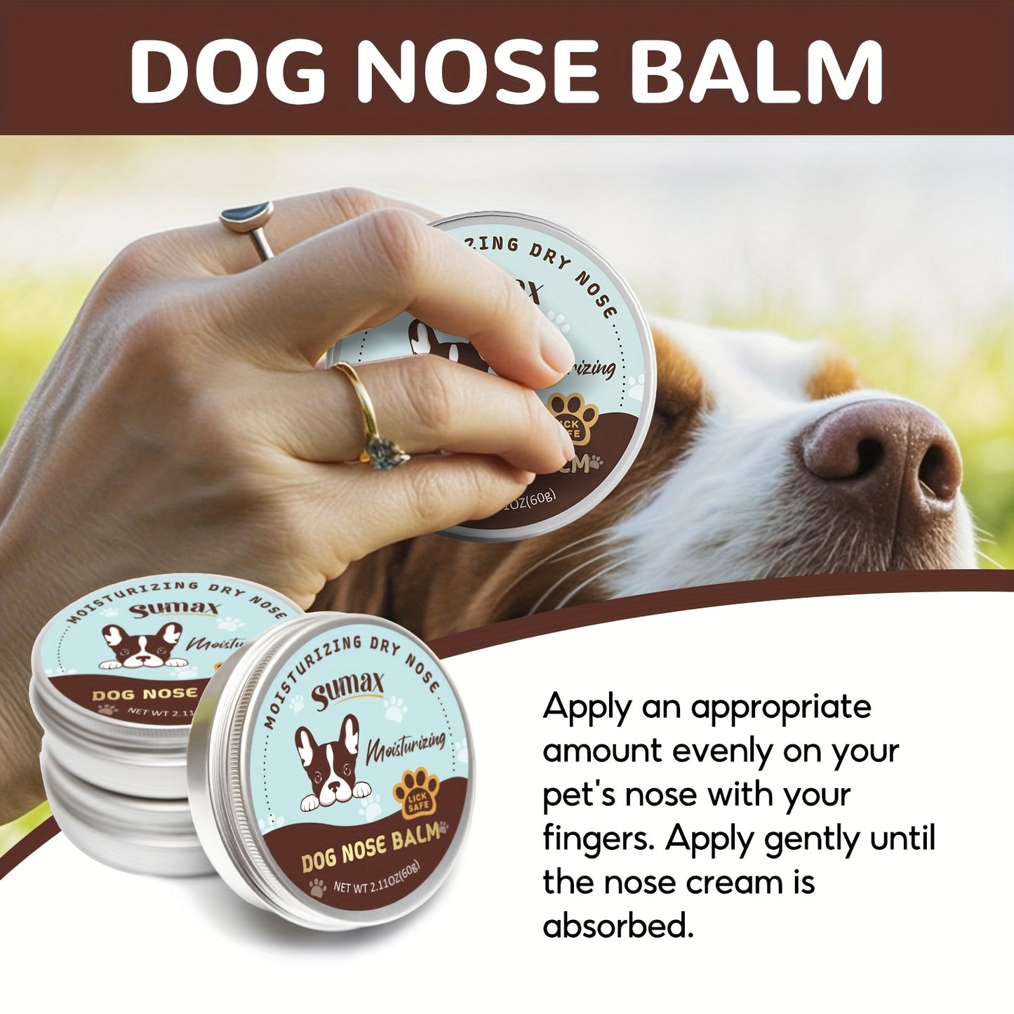 Baume pour pattes et truffe de chien à l'huile de coco - Hydratation intense grâce à la vitamine E et à l'huile de jojoba