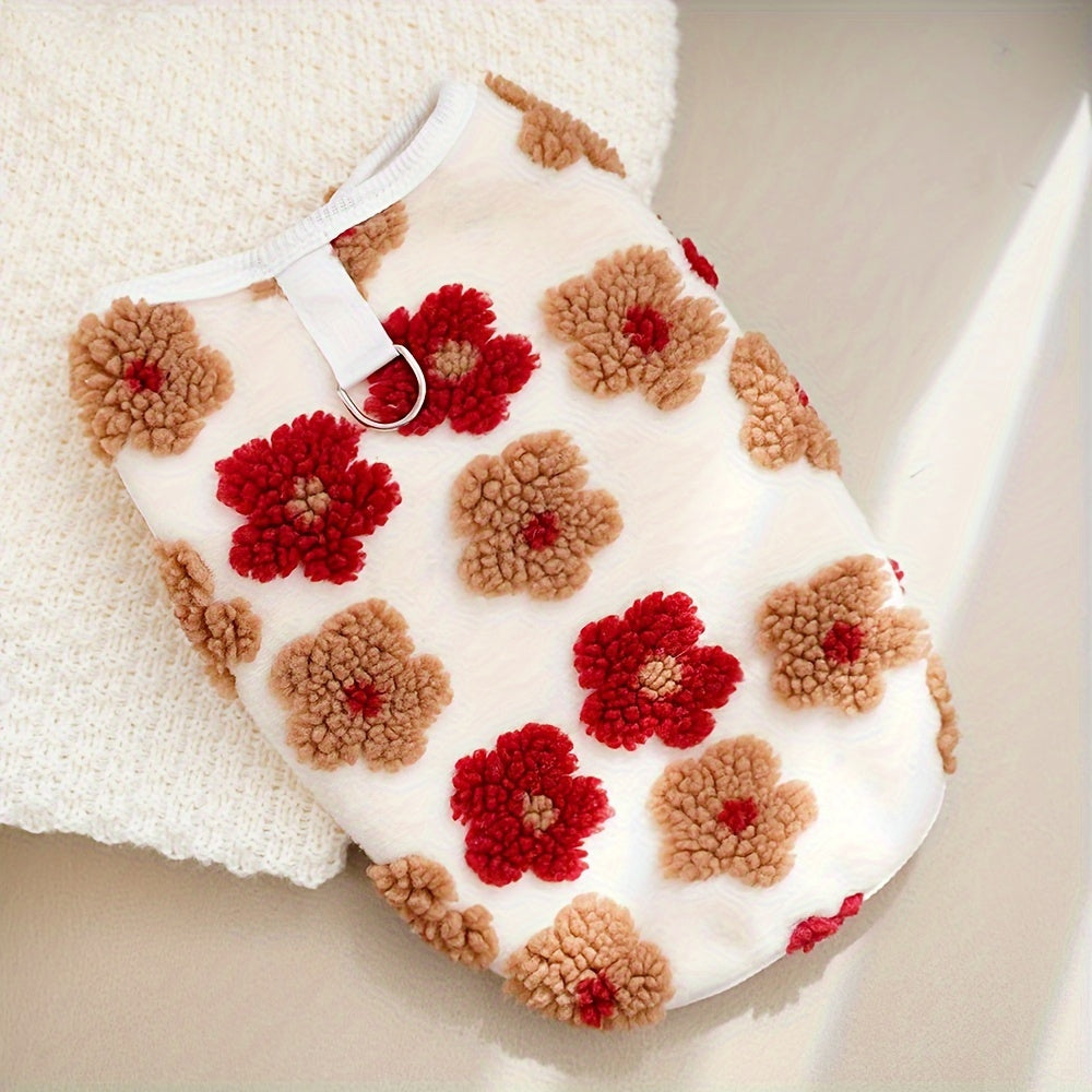 Pull polaire fleuri pour chien – Anneau intégré – photo produit 15