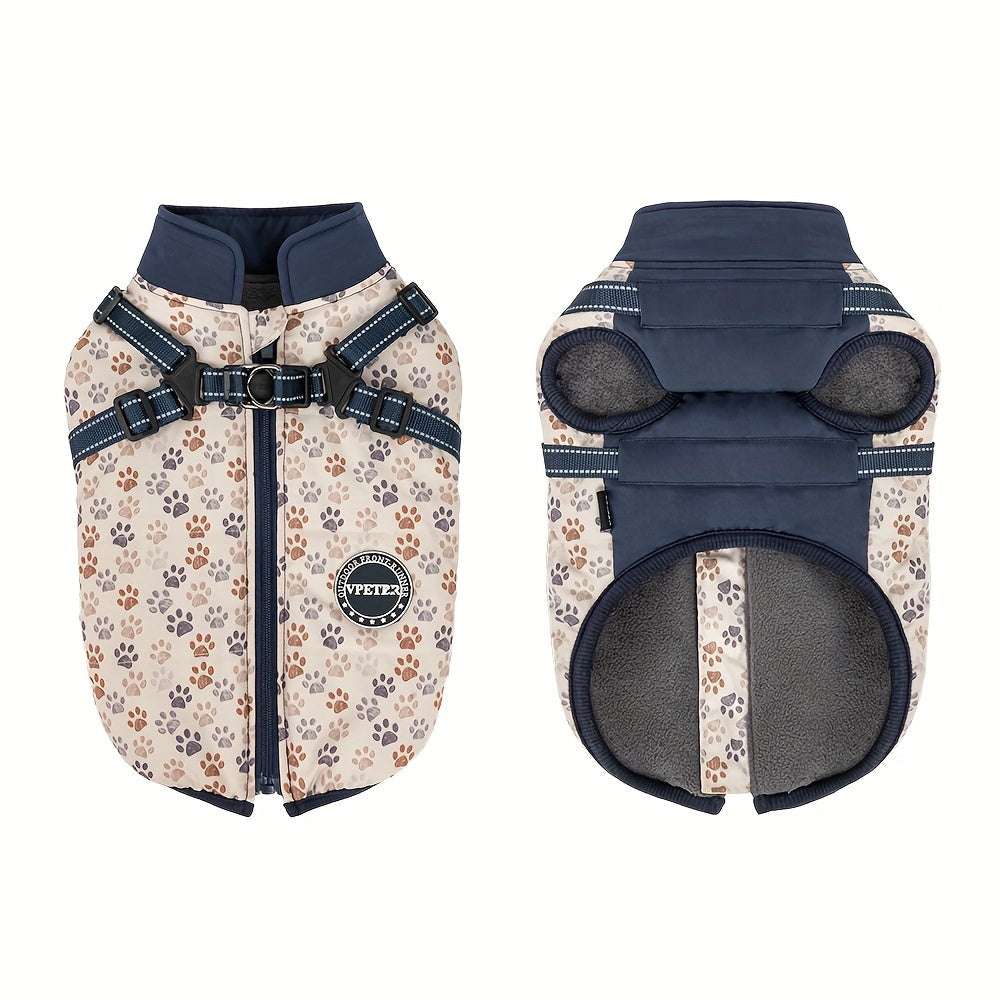 Manteau chaud avec harnais intégré – Motif pattes – photo produit 8