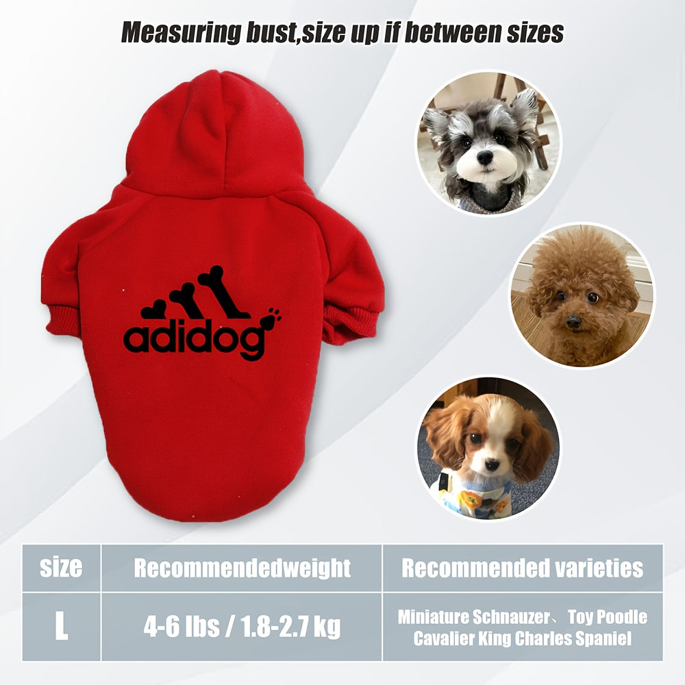 Sweat à capuche doux et chaud pour chien S-2XL avec motif empreintes de pattes et os,