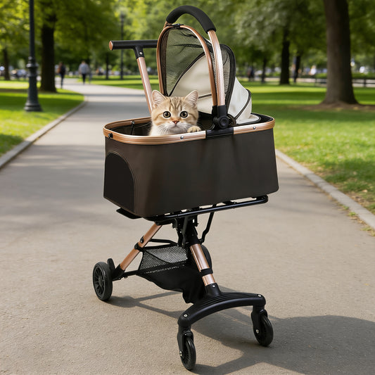 Poussette pliable et confortable, conception entièrement fermée et respirante. Elle est dotée d'un système de pliage à un seul bouton, de roues pivotantes à 360° et de roues directionnelles pour un double plaisir. Diverses couleurs
