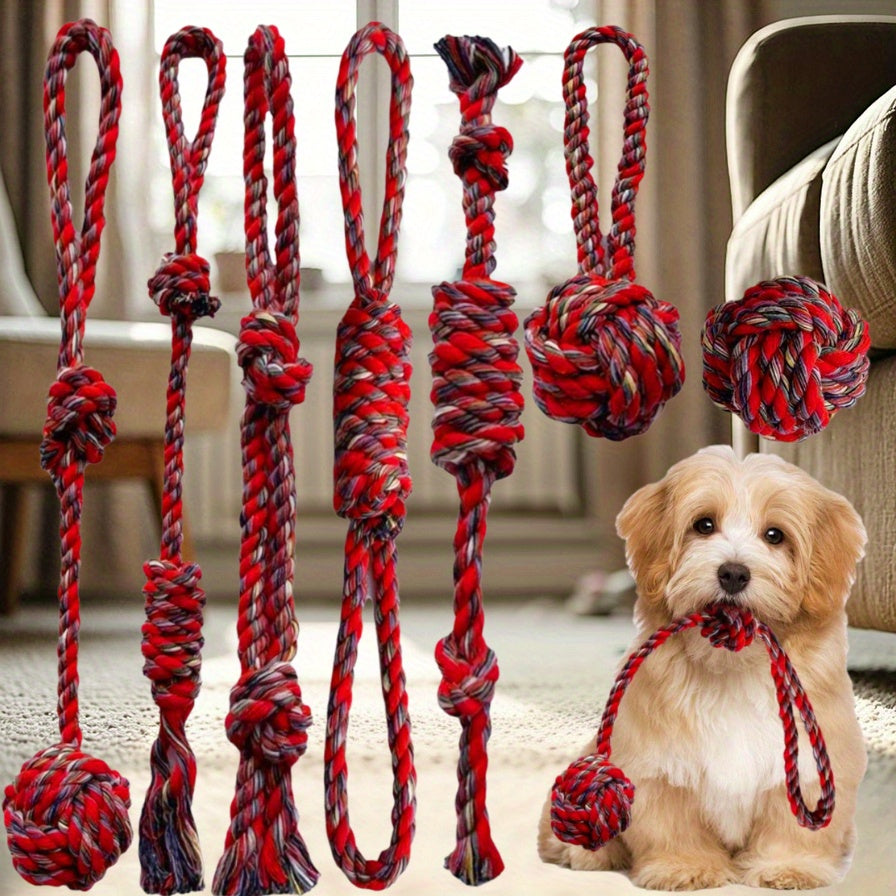 Lot de 9 jouets en corde pour chien – Mastication & traction – photo produit 3