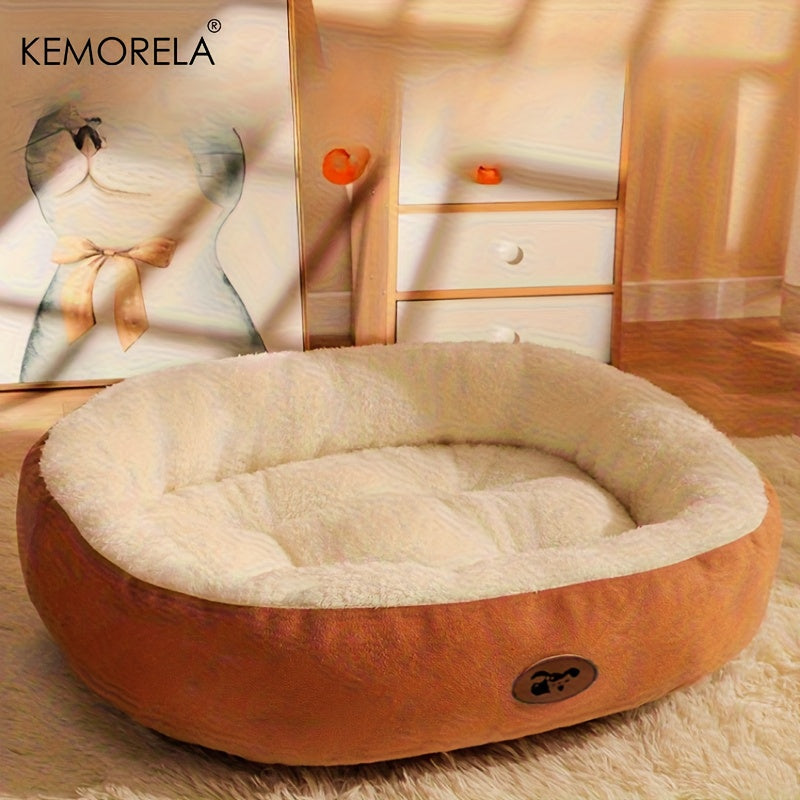 Lit ovale en peluche – Chien & chat – vue principale