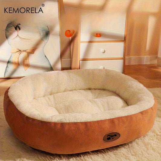 Lit ovale en peluche – Chien & chat – vue principale