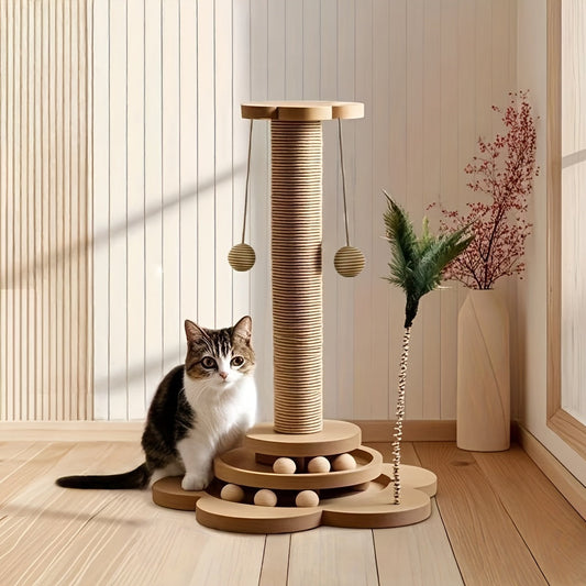 Griffoir rotatif 360° pour chat – Balles & plumes – photo produit 2