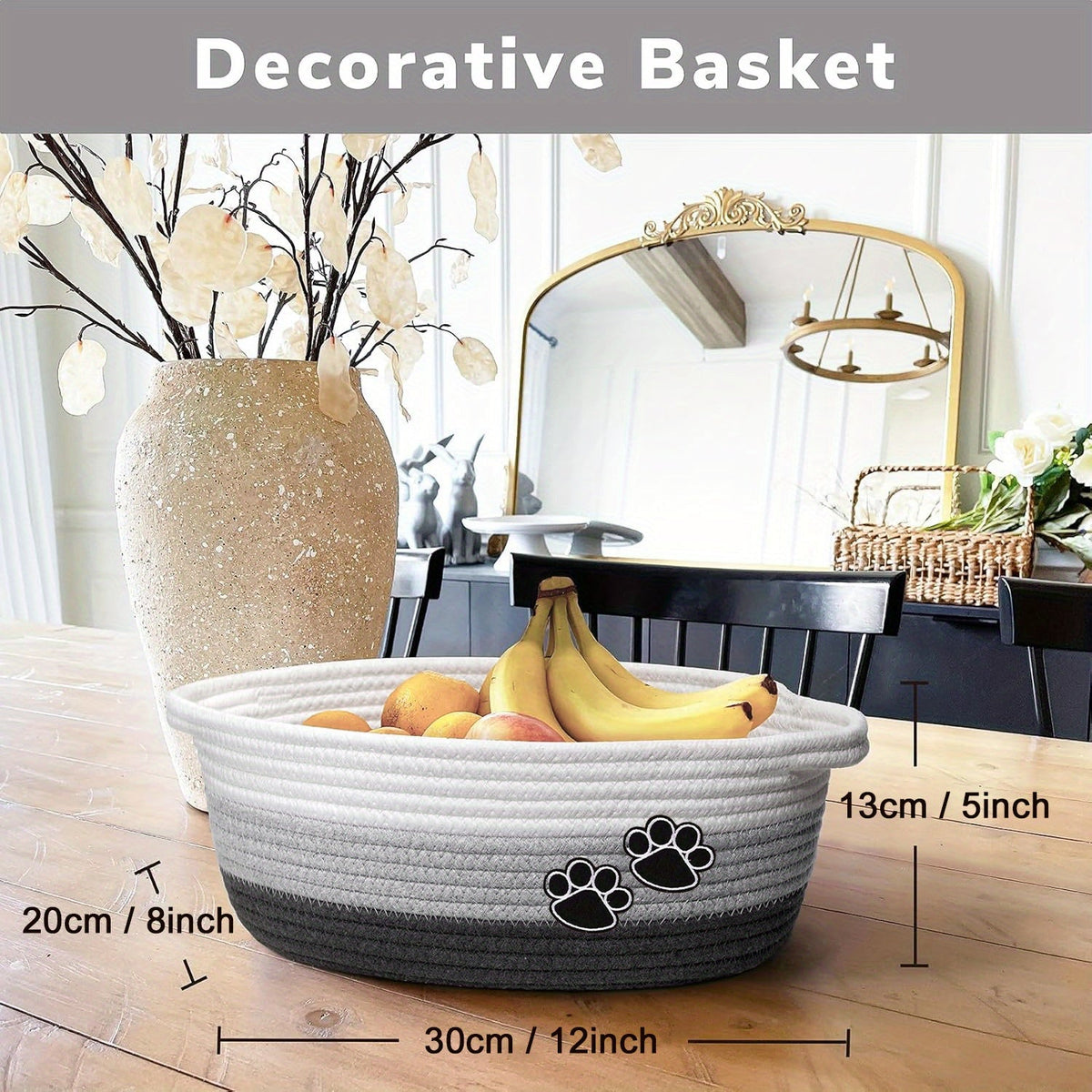 Panier à jouets pour chien & chat – Motif pattes – photo produit 3