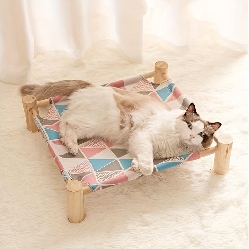 Lit surélevé en bois – Hamac rafraîchissant – photo produit 5
