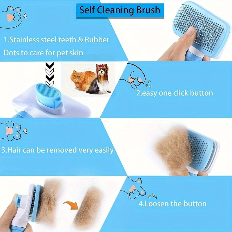 Brosse de toilettage pour la mue des chiens et des chats, un outil facile à utiliser en un clic pour éliminer le sous-poil mort, diverses couleurs