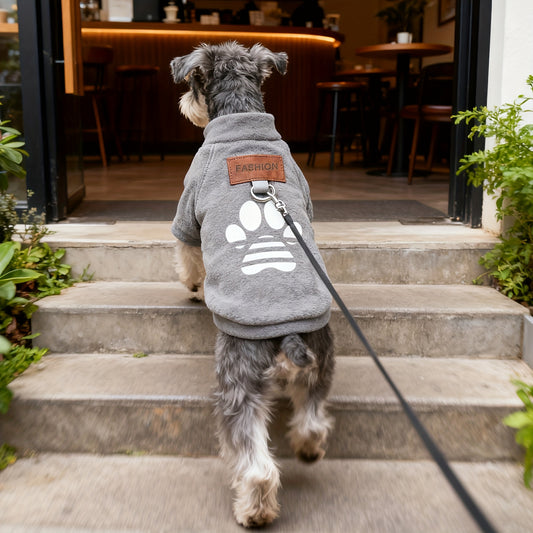Pull tout doux avec logo en forme de patte pour chien avec 1 anneau intégré pour pouvoir attacher une laisse, bien chaud, facile à enfiler, diverses couleurs