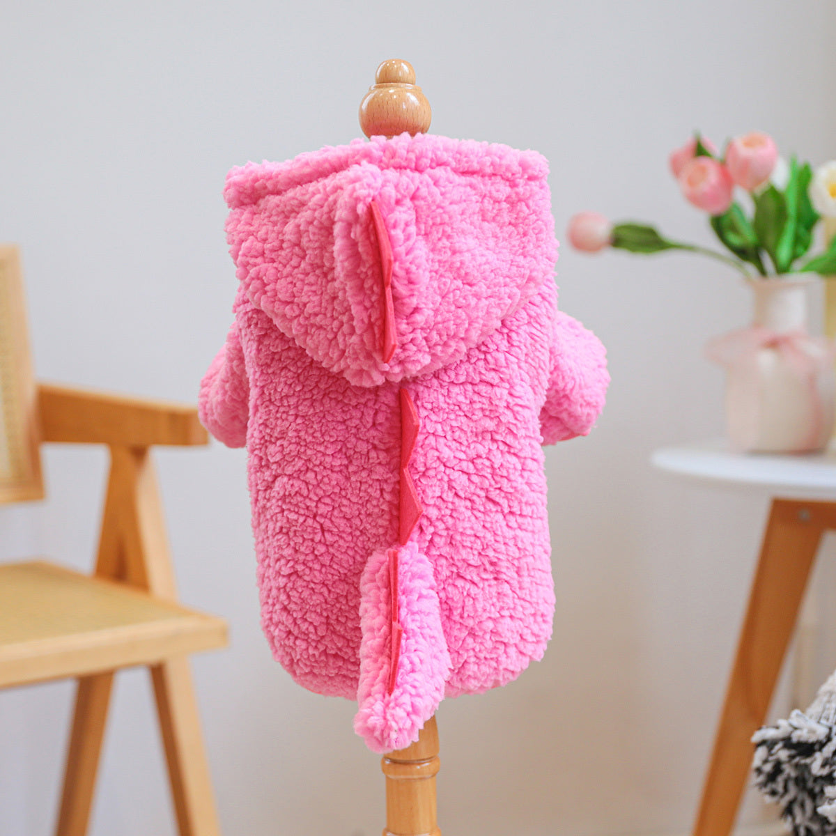 Sweat dinosaure rose – Doublé peluche – photo produit 6