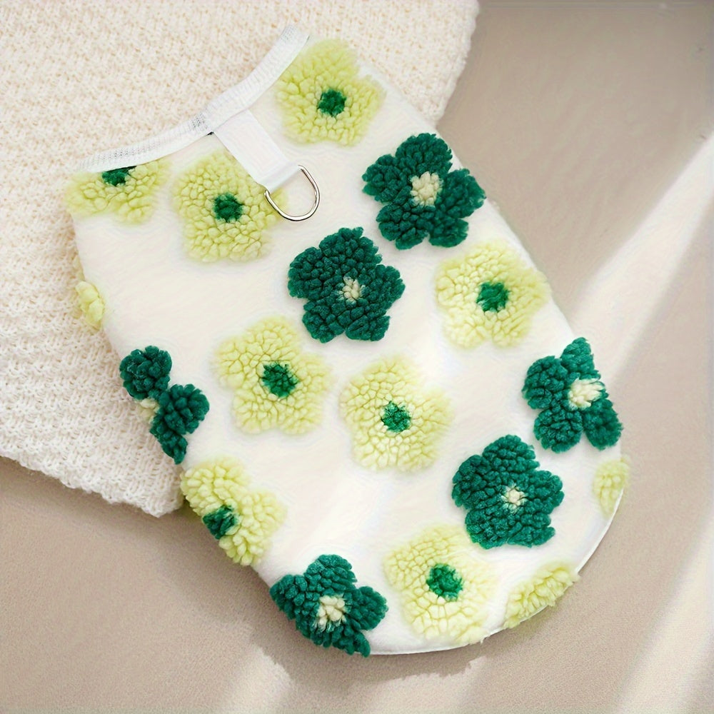 Pull polaire fleuri pour chien – Anneau intégré – photo produit 14