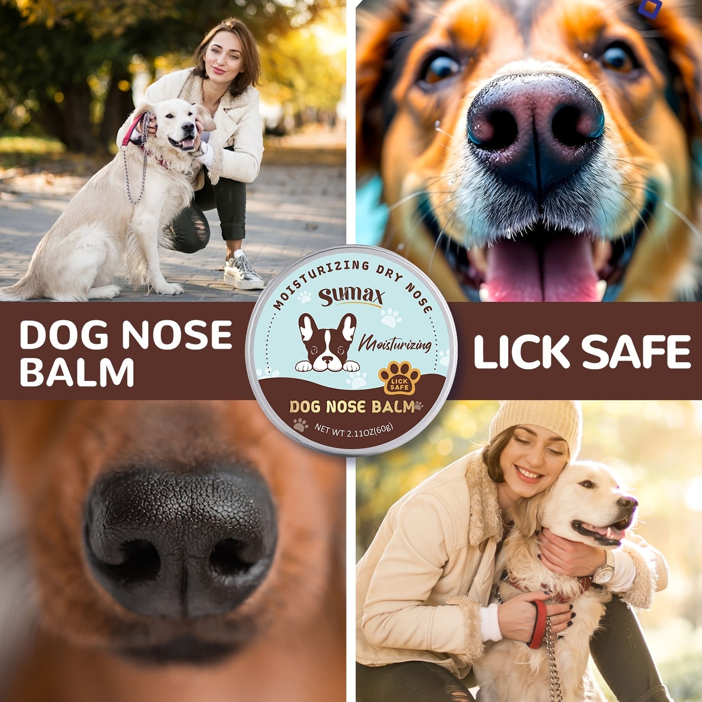 Baume pour pattes et truffe de chien à l'huile de coco - Hydratation intense grâce à la vitamine E et à l'huile de jojoba