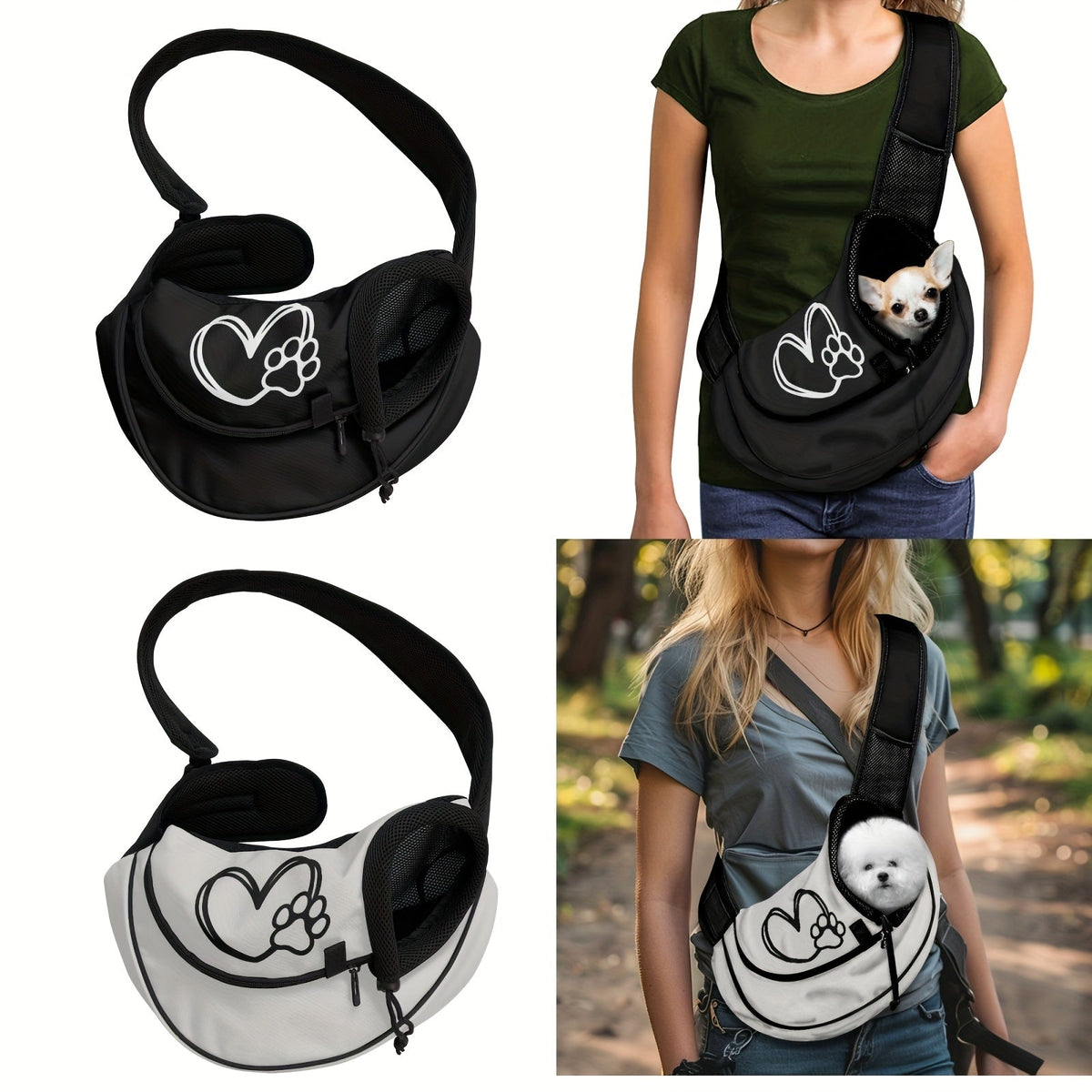 Sac bandoulière cœur & patte – Petit chien – photo produit 5