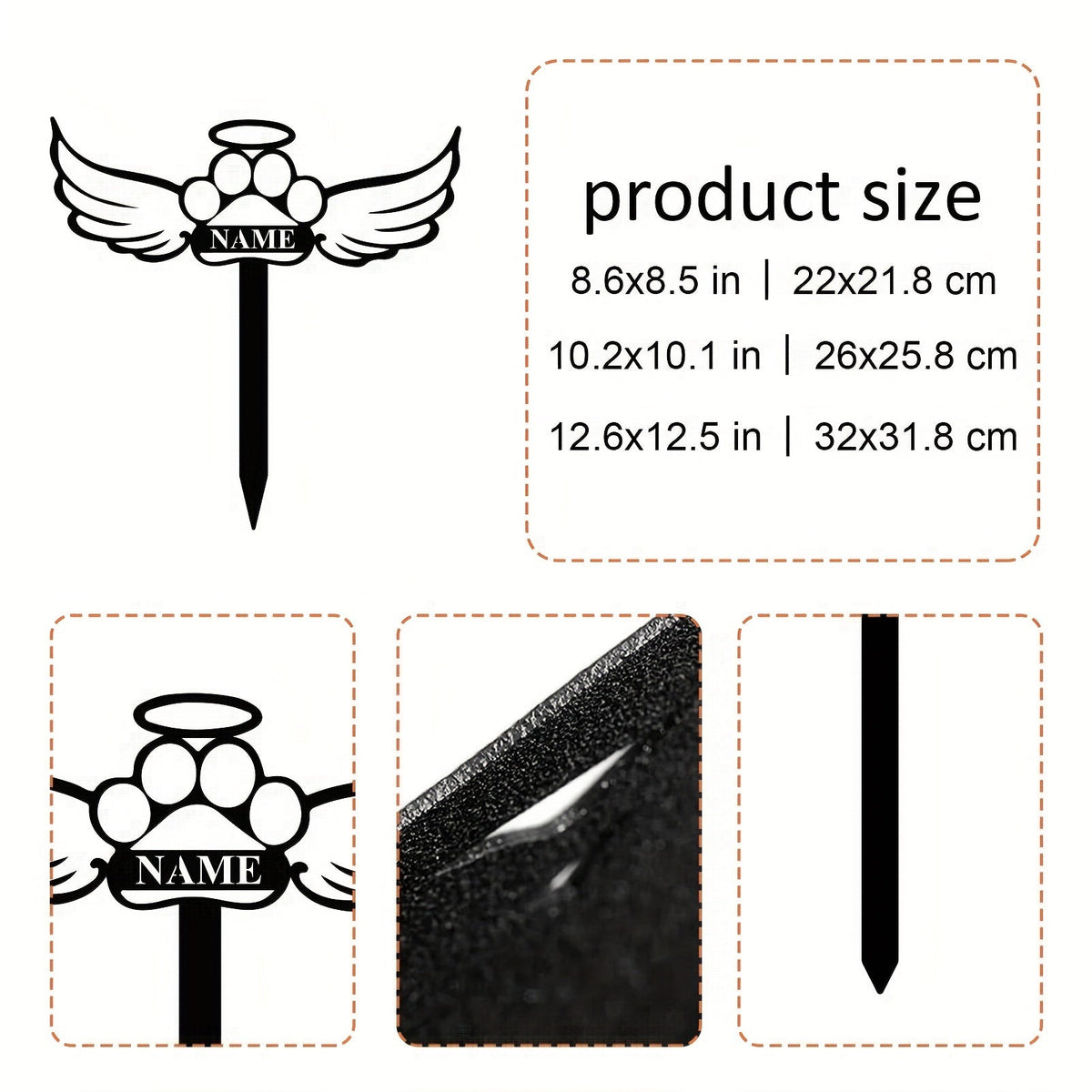 Piquet commémoratif patte & ailes d’ange – Fer – photo produit 6