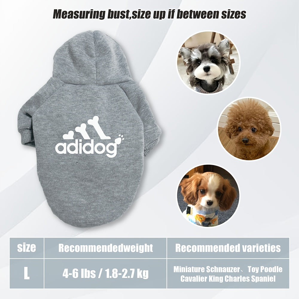 Sweat à capuche doux et chaud pour chien S-2XL avec motif empreintes de pattes et os,