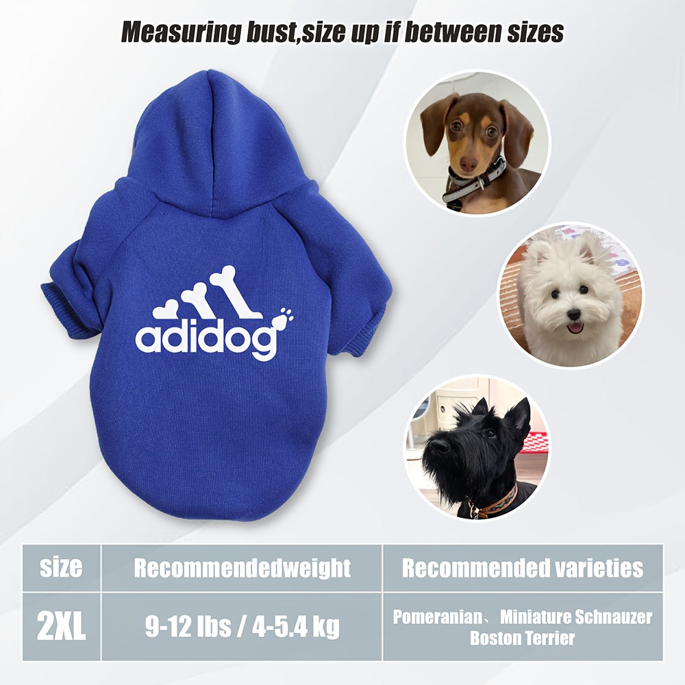Sweat à capuche doux et chaud pour chien S-2XL avec motif empreintes de pattes et os,