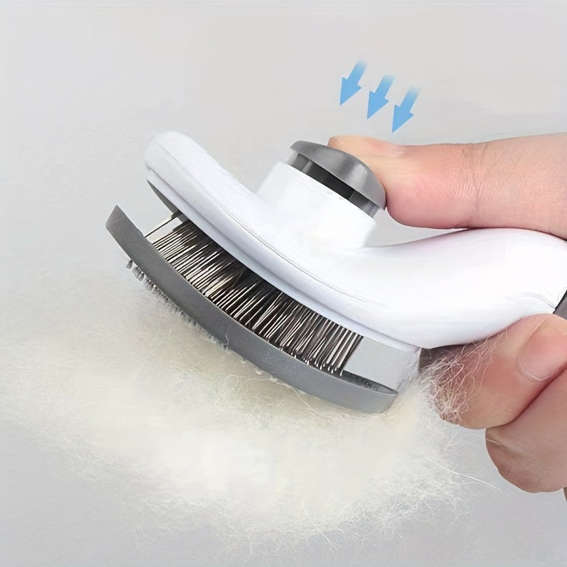 Brosse de toilettage pour chien, chat et lapins, conçue pour éliminer les poils morts. Elle est dotée d'un mécanisme autonettoyant adapté aux animaux à poils longs et à poils courts, diverses couleurs