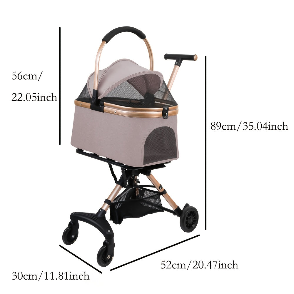 Poussette rose pliable – Petit chien & chat – vue principale