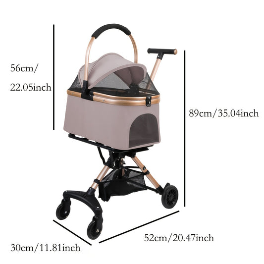Poussette pliable et confortable, conception entièrement fermée et respirante. Elle est dotée d'un système de pliage à un seul bouton, de roues pivotantes à 360° et de roues directionnelles pour un double plaisir. Rose