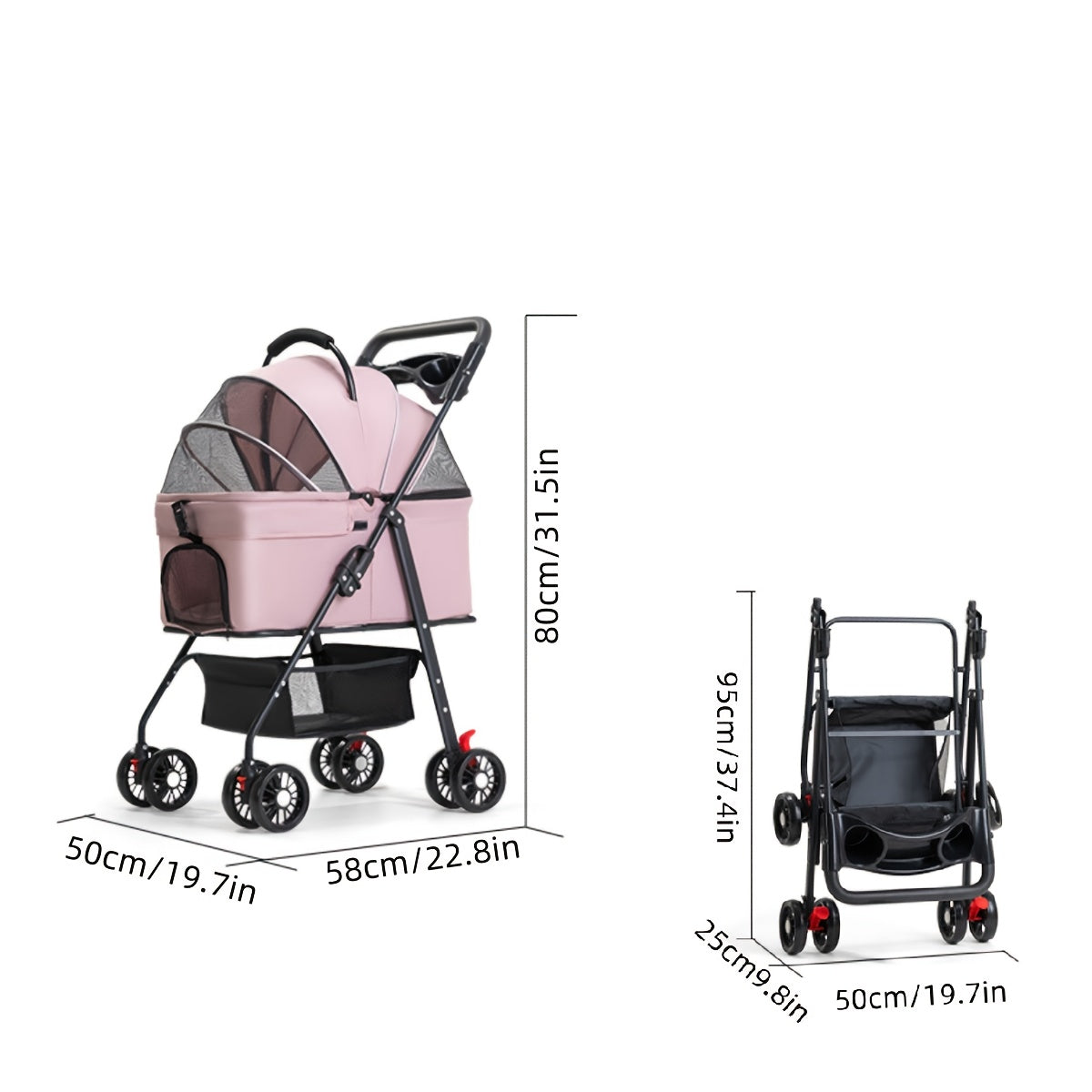 Poussette pliable 4 roues – Panier de rangement – photo produit 7