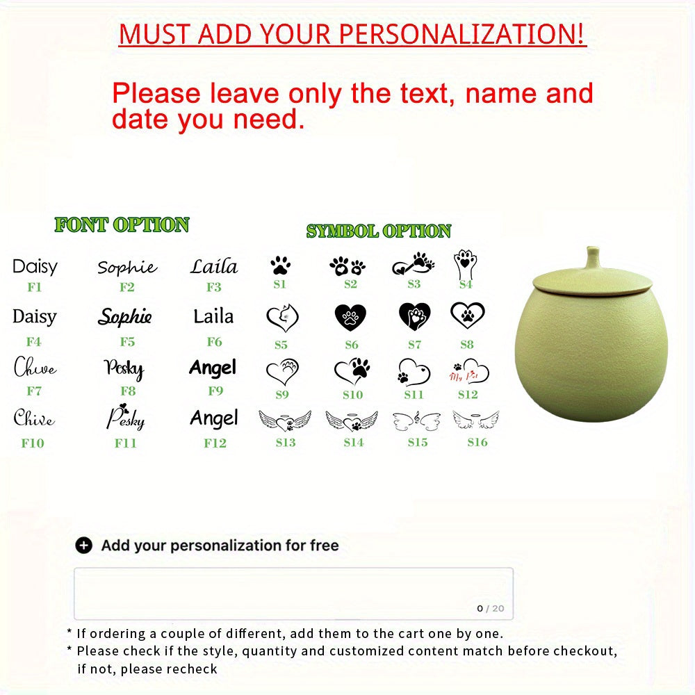 Urne céramique personnalisable – Nom, date & symbole – photo produit 13