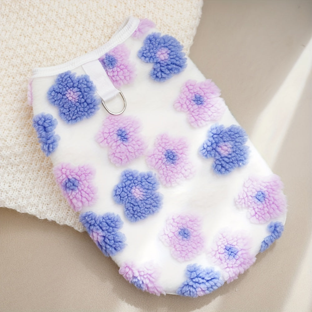 Pull polaire fleuri pour chien – Anneau intégré – photo produit 13