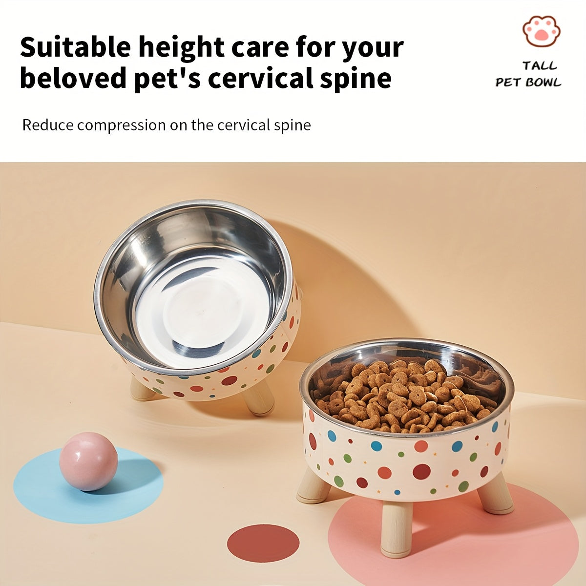 Gamelle surélevée à pois – Chien & chat – photo produit 2