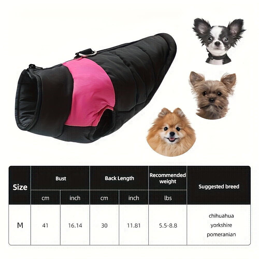 Veste imperméable d'hiver pour chien avec fermeture éclair et boucle pour laisse - Manteau chaud et coupe-vent pour animaux de compagnie de petite à grande taille - Idéal pour les activités de plein air par temps froid