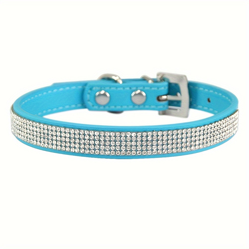 Soft Adjustable Faux Leather Puppy Collar with Rhinestone Cat Pet Pink Collar Set Cute Pet Cat Puppy Collar Dog Leash