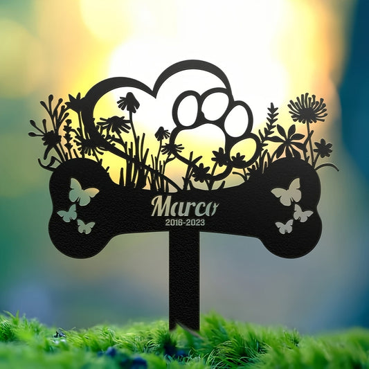 Piquet commémoratif os, papillons & fleurs – Personnalisable – vue principale