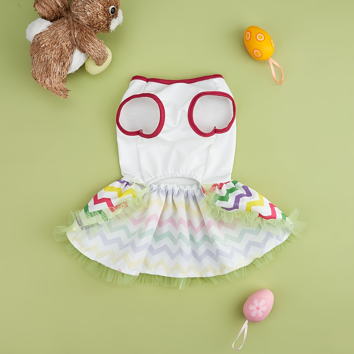 Robe de Pâques – Œufs, nœud rouge & volants – photo produit 5
