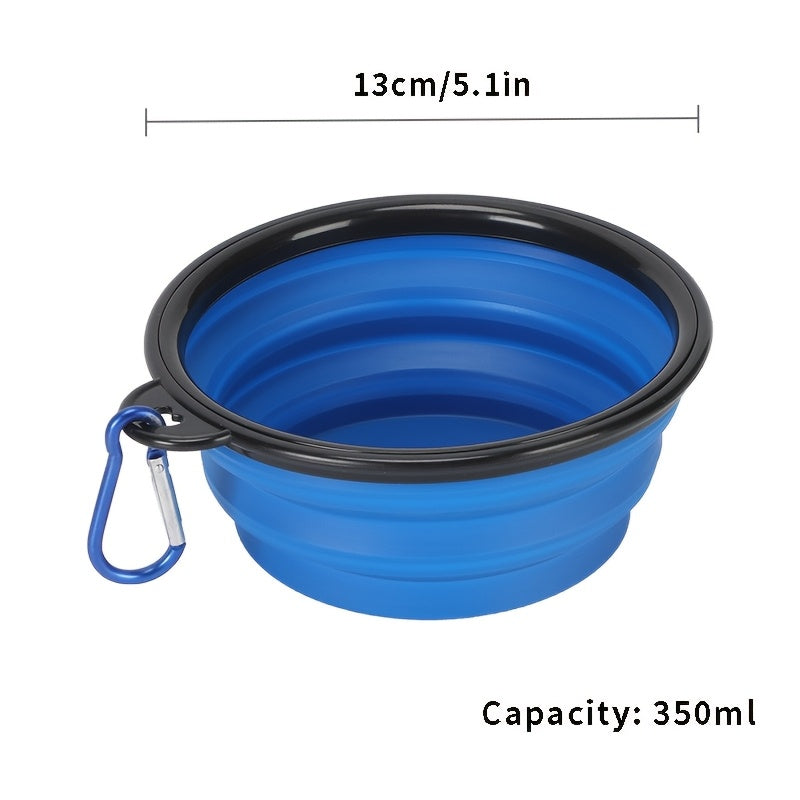 Bol pliable pour animaux, pratique pour les voyages, gain de place, facile à transporter grâce à son mousqueton, diverses couleurs