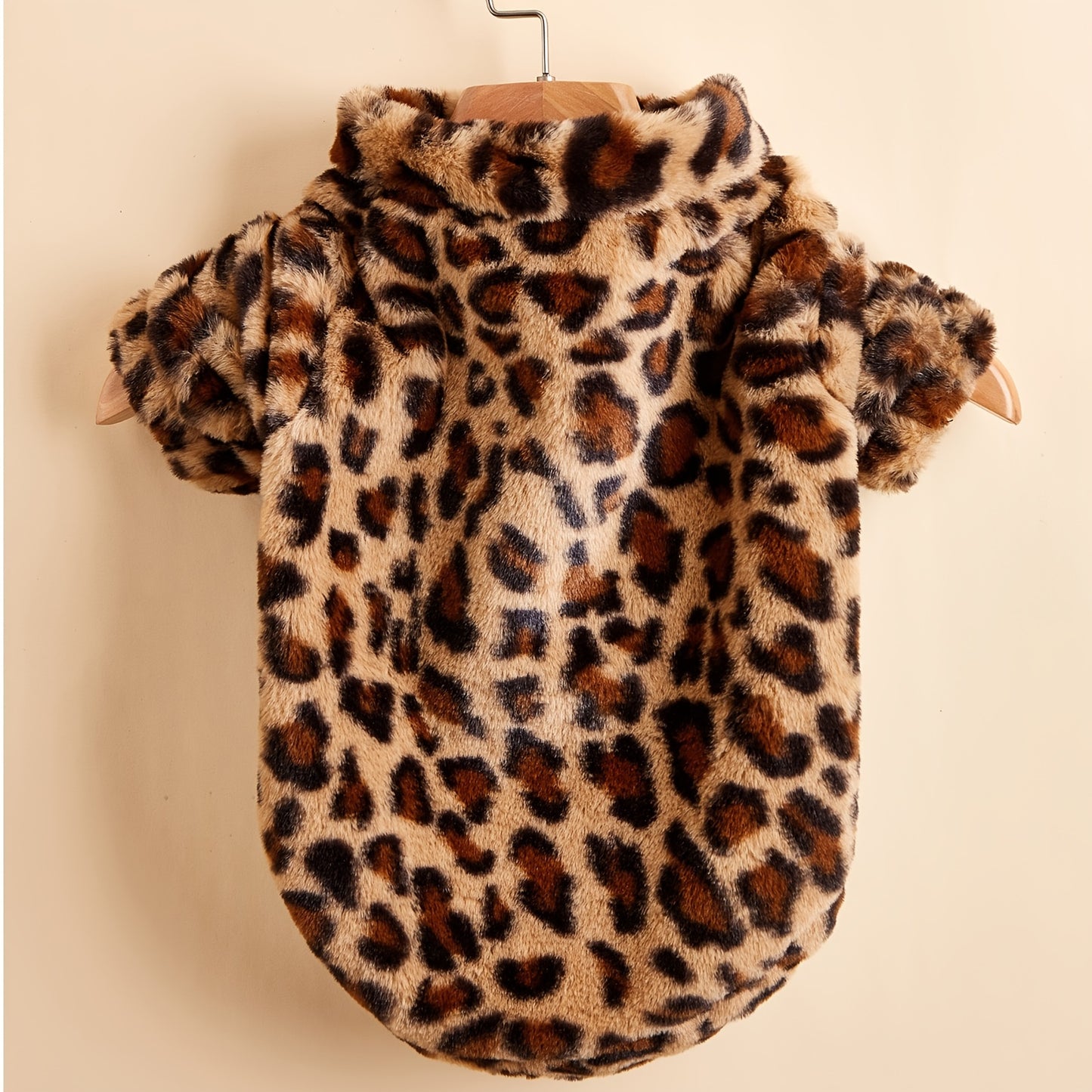 Cozy Leopard Print Dog Jacket for Small Breeds - Winter Warmth, Zip-Up Pet Coat, Dog Winter Clothes