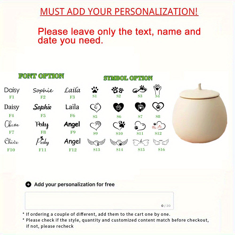 Urne céramique personnalisable – Nom, date & symbole – photo produit 14