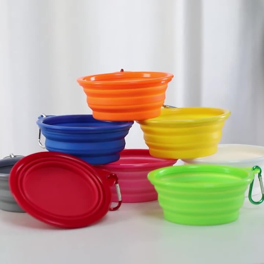 Bol pliable pour animaux, pratique pour les voyages, gain de place, facile à transporter grâce à son mousqueton, diverses couleurs