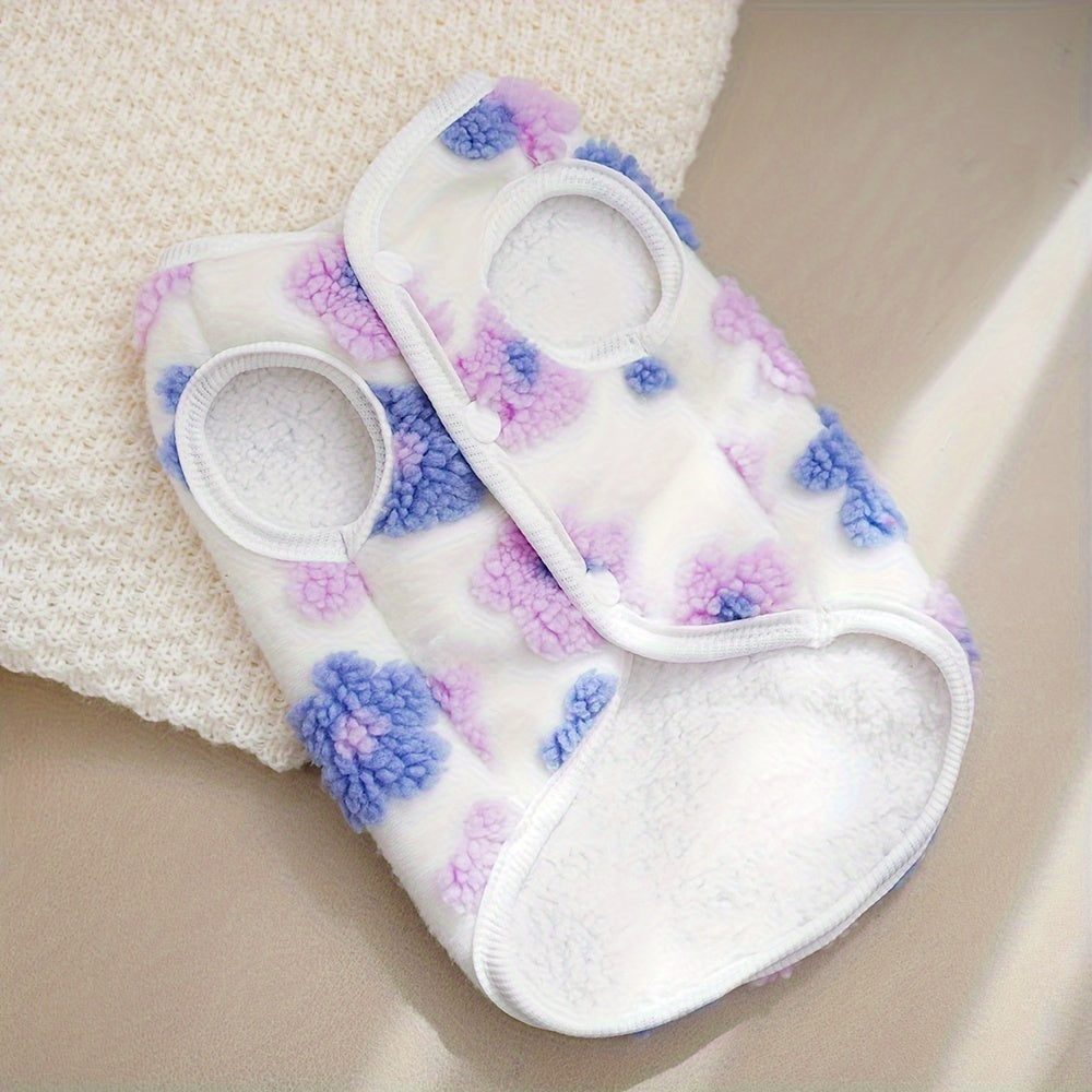 Pull polaire fleuri pour chien – Anneau intégré – photo produit 10