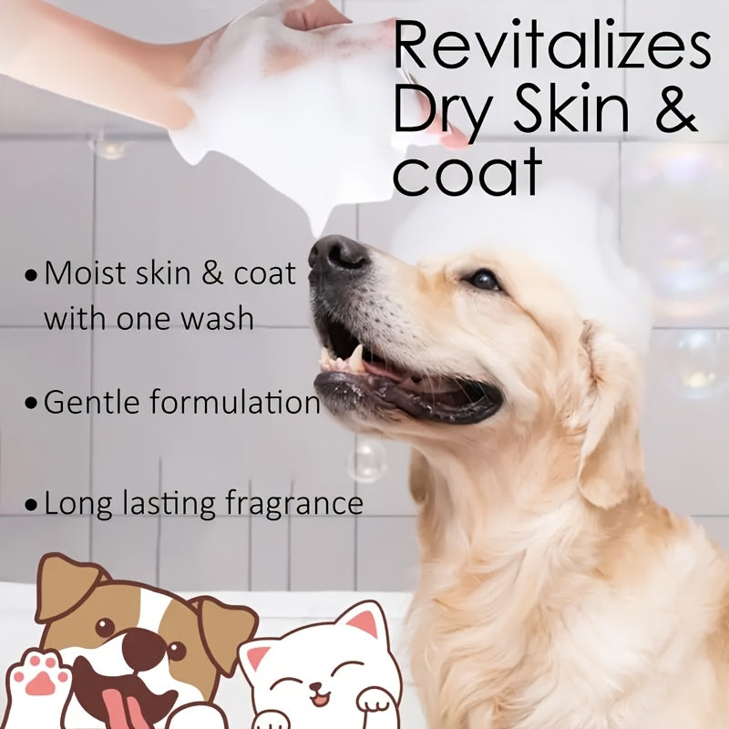 Gel douche 5 en 1 pour animaux, nettoyage doux à l'avoine, à l'huile de coco et au beurre de karité, parfum rafraîchissant, soin des poils, pelage lisse et brillant, facile à peigner, douceur longue durée - Convient à tous les animaux, stade adulte