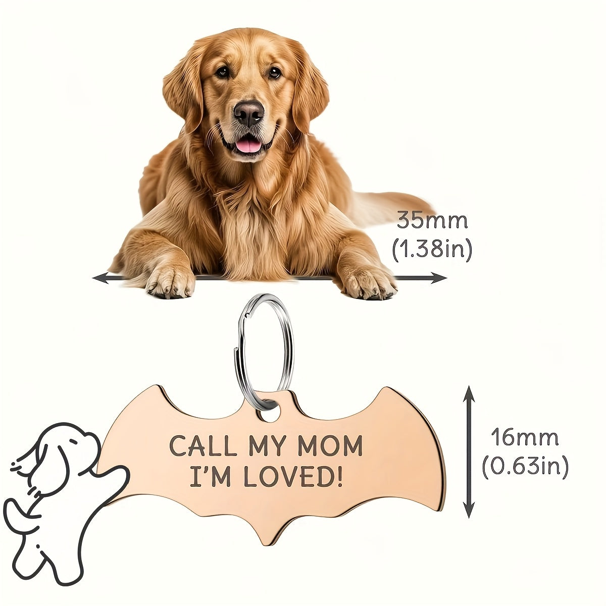 Médaille chauve-souris personnalisable – Chien & chat – photo produit 7