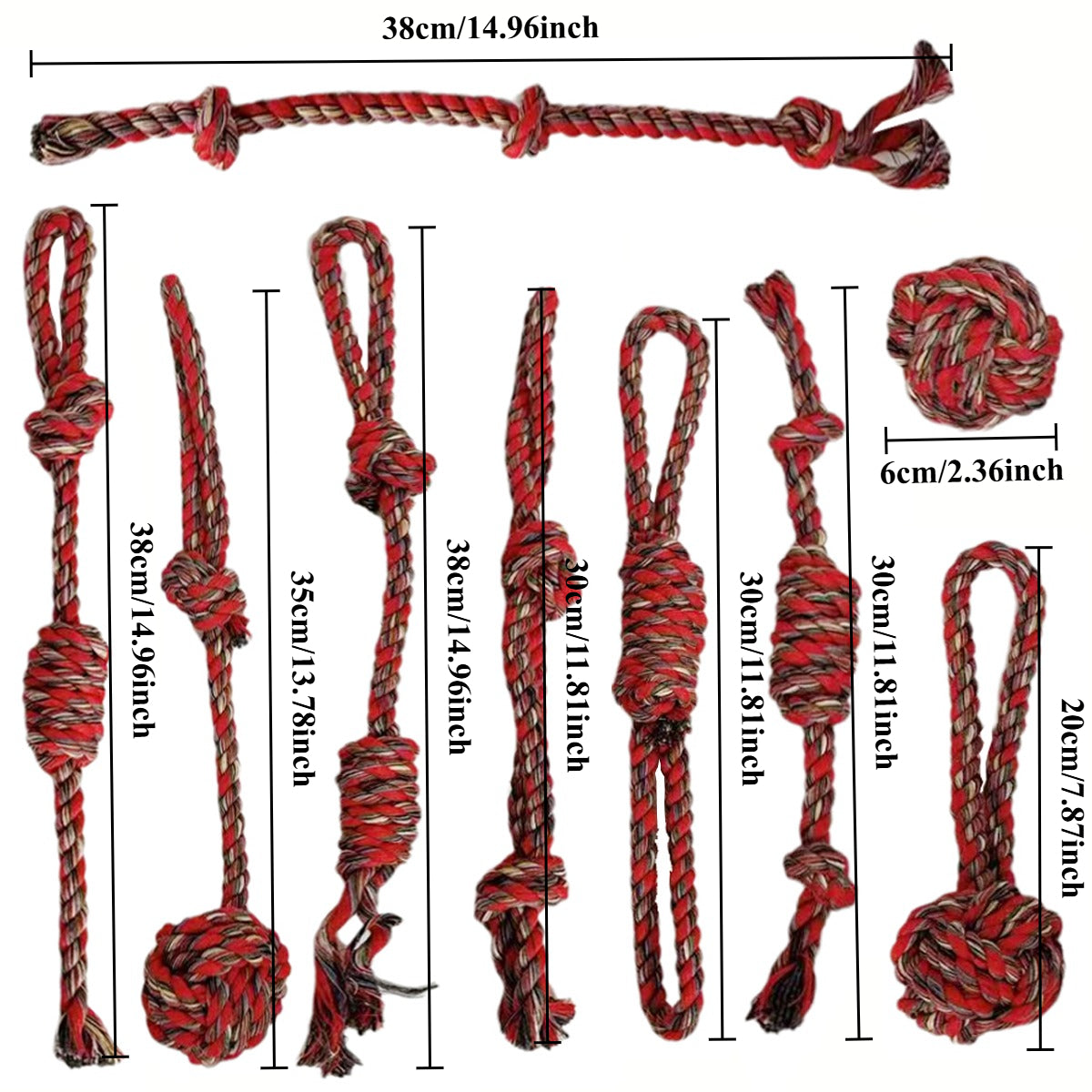 Lot de 9 jouets en corde pour chien – Mastication & traction – photo produit 6