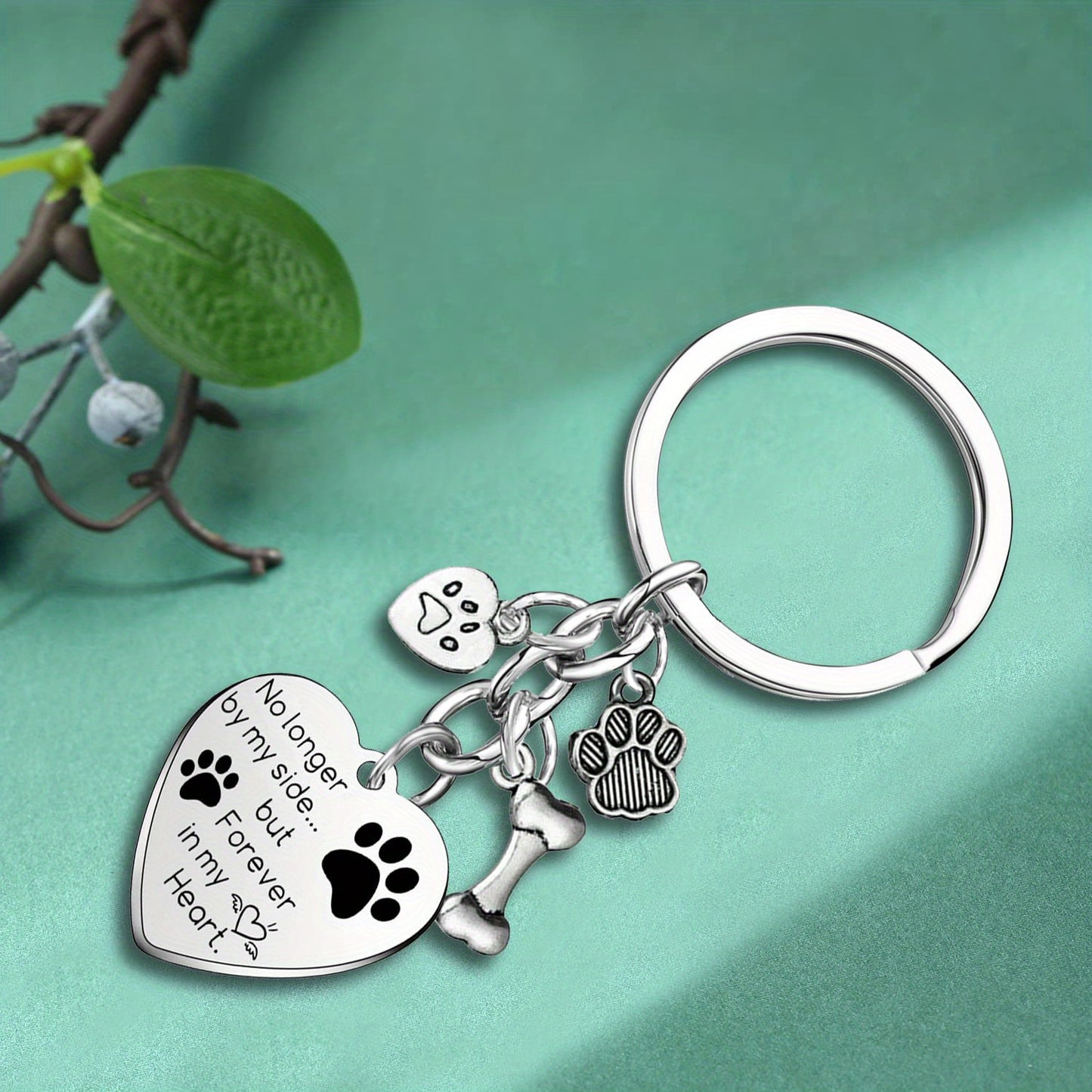 Forever in My Heart: Dog Memorial Keychain - Paw Print Charm for Pet Loss Sympathy Gift