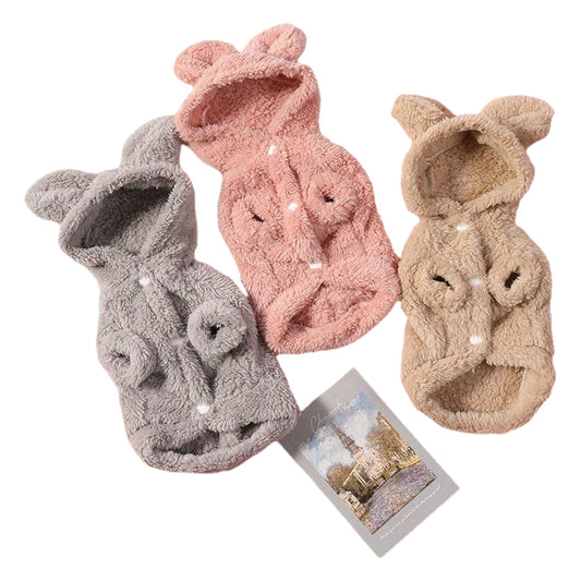 Pull à capuche en polaire pour chien, tout doux et tout chaud, oreilles de lapin sur la capuche, super mignon, diverses couleurs
