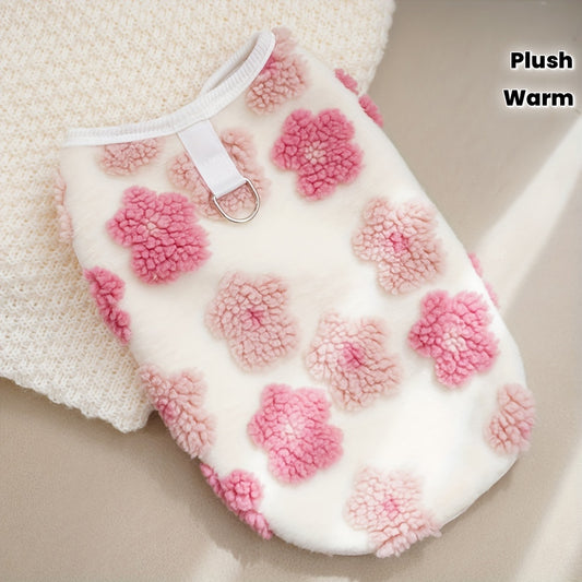 Pull en polaire pour chien, léger et bien chaud, motif de fleur colorées, anneau intégrer pour attacher une laisse, diverses couleurs