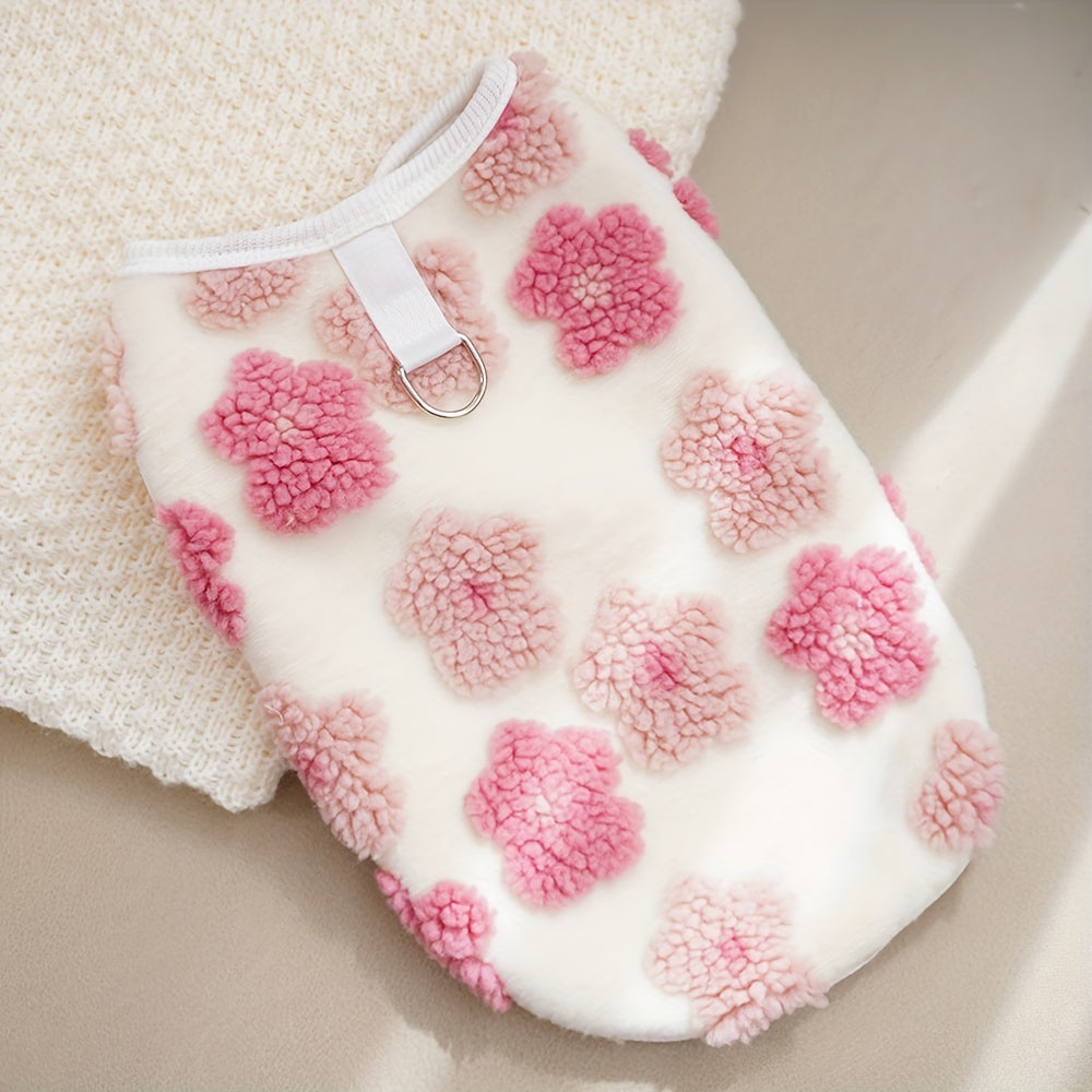 Pull polaire fleuri pour chien – Anneau intégré – photo produit 12