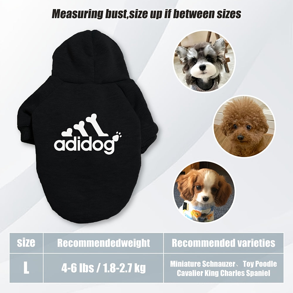 Sweat à capuche doux et chaud pour chien S-2XL avec motif empreintes de pattes et os,