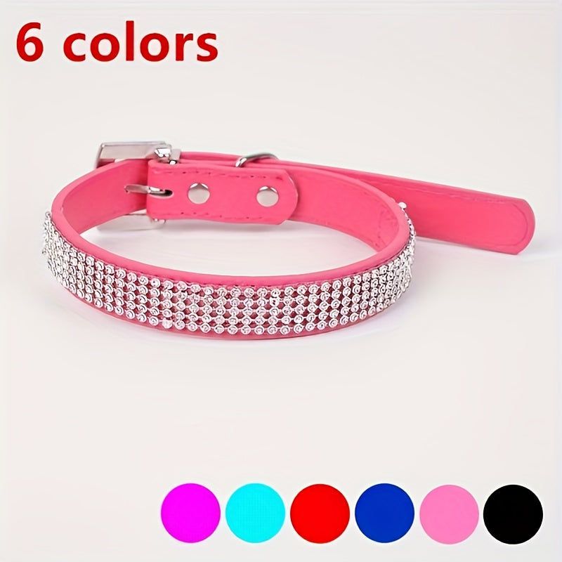 Soft Adjustable Faux Leather Puppy Collar with Rhinestone Cat Pet Pink Collar Set Cute Pet Cat Puppy Collar Dog Leash