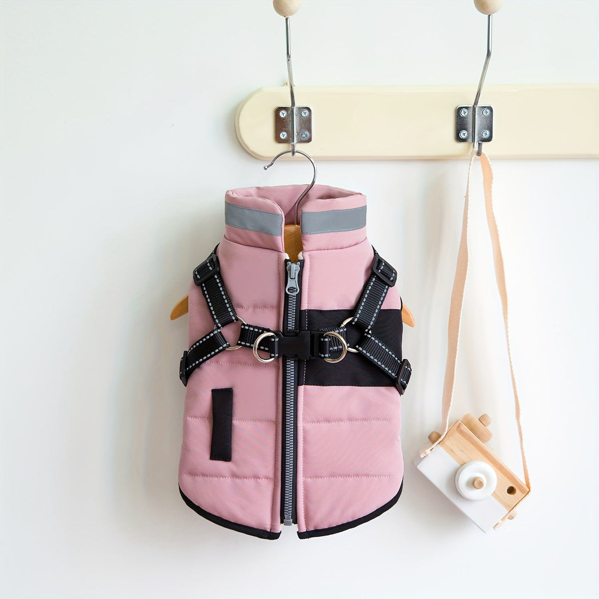 Manteau rembourré à col – Beige, rose ou bleu – photo produit 12