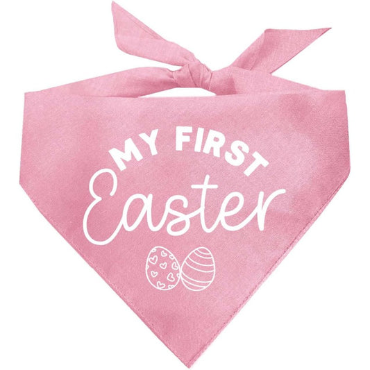 Bandana rose "My First Easter" pour chien, triangle ajustable au cou de tous les chiens