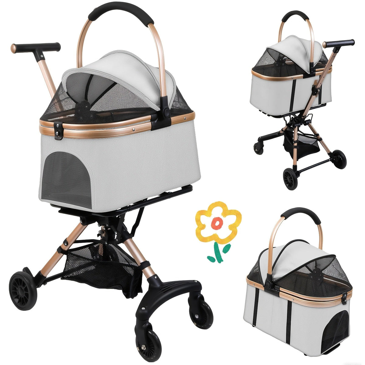 Poussette respirante pliable – Roues 360° – photo produit 13