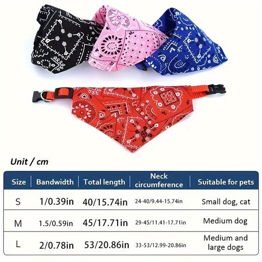 Bandana personnalisable et collier ajustable pour chien - Nom personnalisé, fermeture à pression, plusieurs couleurs disponibles : rose, noir, rouge et bleu